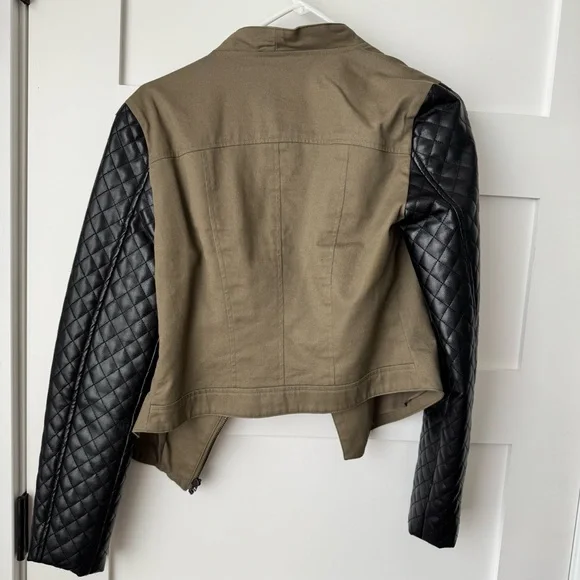Walter Baker Olive and Black Quilted Leather Jacket size small - Picture 2 of 3